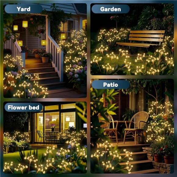 Solar Garden Lights 2 Pack Waterproof Solar Swaying Starburst Light Outdoor - Picture 6 of 7